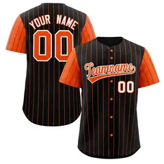 Black Orange-White Stripe Raglan Baseball Jersey