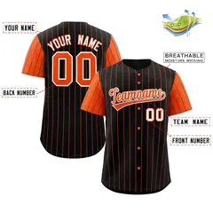 Black Orange-White Stripe Raglan Baseball Jersey 2