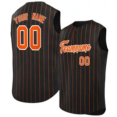Black Orange-White Striped Sleeveless Baseball Jersey