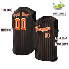 Black Orange-White Striped Sleeveless Baseball Jersey 2