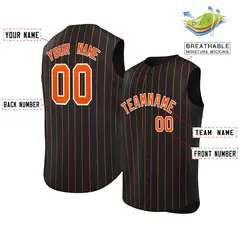 Black Orange-White Striped Sleeveless Baseball Jersey 2