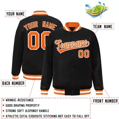 Black Orange-White Varsity Full-Snap Letterman Jacket 2