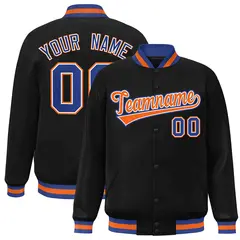 Black Orange-White Varsity Full-Snap Letterman Jacket 1
