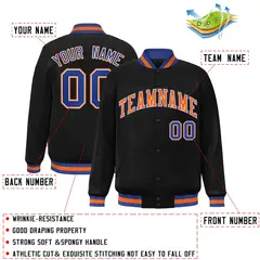 Black Orange-White Varsity Full-Snap Letterman Jacket 2