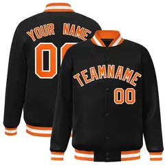 Black Orange-White Varsity Full-Snap Letterman Jacket 1