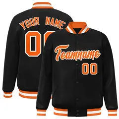 Black Orange-White Varsity Full-Snap Letterman Jacket 1