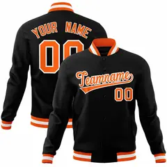 Black Orange-White Varsity Full-Snap Letterman Jacket