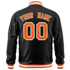 Black Orange-White Varsity Full-Zip Letterman Bomber Jacket 4
