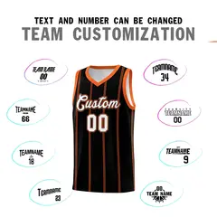 Black Orange White Vertical Stripes Basketball Jersey Set 4
