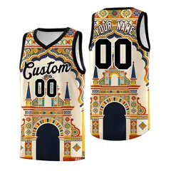 Black Palace Pattern Mexican Colors Graffiti Basketball Jersey 1