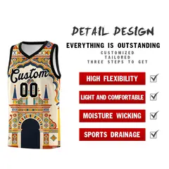 Black Palace Pattern Mexican Colors Graffiti Basketball Jersey 2