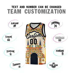 Black Palace Pattern Mexican Colors Graffiti Basketball Jersey 3