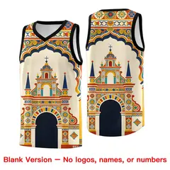 Black Palace Pattern Mexican Colors Graffiti Basketball Jersey 6