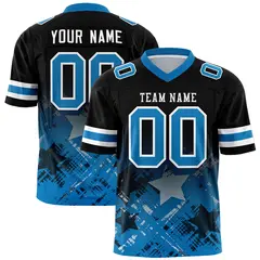 Black Panther Blue Star Gradient Flag Football Jersey