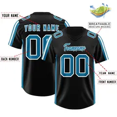 Black Panther Blue White Side Stripe Football Jersey 2