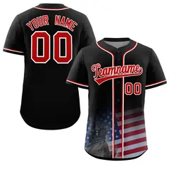 Black Patriotic Gradient American Flag Baseball Jersey 1