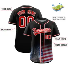 Black Patriotic Gradient American Flag Baseball Jersey 2