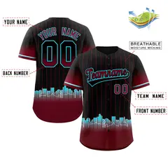 Black Phoenix City Silhouette Baseball Jersey 2