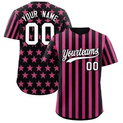 Black Pink American Flag Graffiti Baseball Jersey