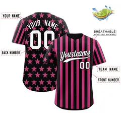 Black Pink American Flag Graffiti Baseball Jersey 2