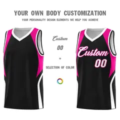 Black Pink and White Color Block Basketball Uniform Jersey 3