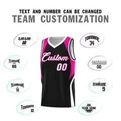 Black Pink and White Color Block Basketball Uniform Jersey 4