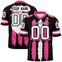 Black Pink and White Graffiti Pattern Flag Football Jersey
