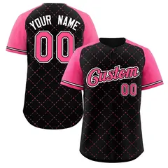 Black Pink Black-White Rhombus Authentic Baseball Jersey