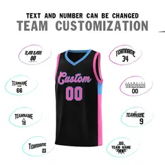 Black Pink-Blue Side Two-Tone Classic Basketball Jersey 4