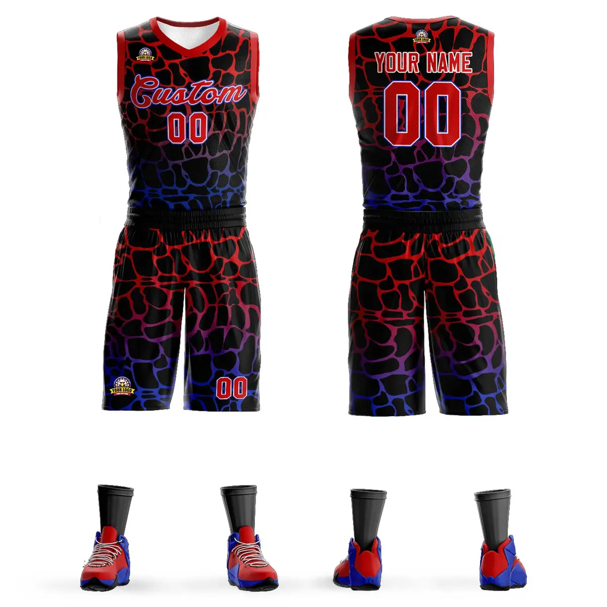 Black Pink-Blue Spotted Graffiti Basketball Jersey