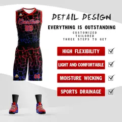 Black Pink-Blue Spotted Graffiti Basketball Jersey 2