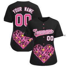 Black Pink Breast Cancer Awareness Pink Ribbon Baseball Jersey