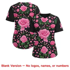 Women's Black Pink Breast Cancer Awareness Pink Ribbon Baseball Jersey 7