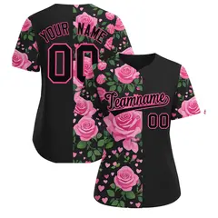 Black Pink Breast Cancer Awareness Pink Ribbon Baseball Jersey