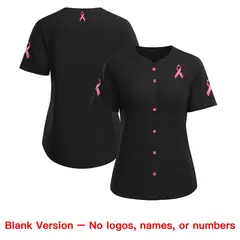 Women's Black Pink Breast Cancer Awareness Pink Ribbon Baseball Jersey 7