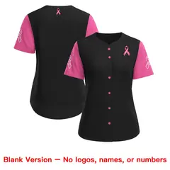 Women's Black Pink Breast Cancer Awareness Pink Ribbon Baseball Jersey 7