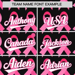 Women's Black Pink Breast Cancer Awareness Pink Ribbon Baseball Jersey 3