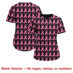 Women's Black Pink Breast Cancer Awareness Pink Ribbon Baseball Jersey 7