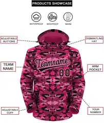 Black Pink Camo Outdoor Waterproof Windbreaker Jacket 2