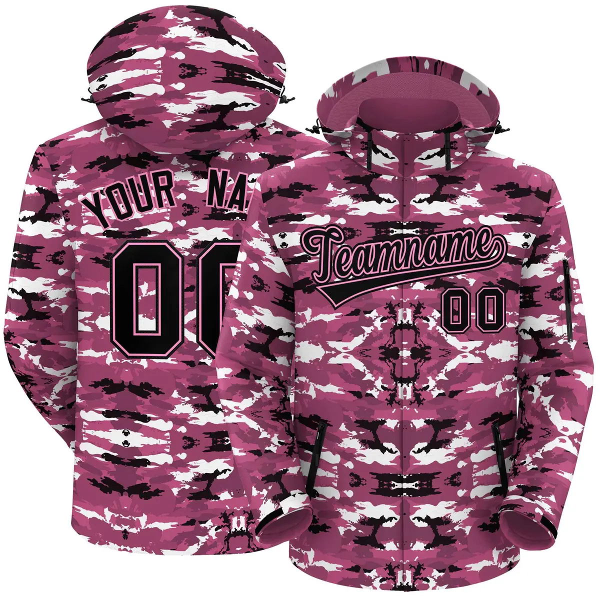 Black Pink Camo Outdoor Waterproof Windbreaker Jacket