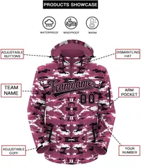 Black Pink Camo Outdoor Waterproof Windbreaker Jacket 2