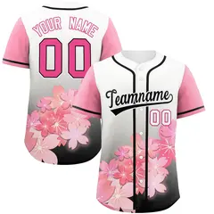 Black Pink Cherry Blossom Graffiti Baseball Jersey 1