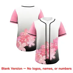 Black Pink Cherry Blossom Graffiti Baseball Jersey 7