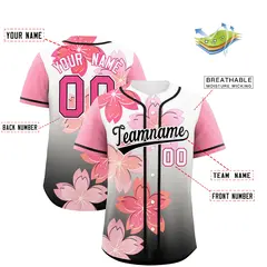 Black Pink Cherry Blossom Graffiti Baseball Jersey 2