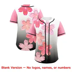 Black Pink Cherry Blossom Graffiti Baseball Jersey 6
