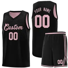 Black Pink Chest Slash Pattern Basketball Jersey 1