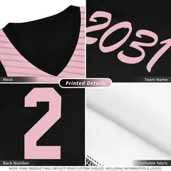 Black Pink Chest Slash Pattern Basketball Jersey 10