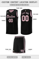 Black Pink Chest Slash Pattern Basketball Jersey 3