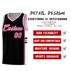 Black Pink Classic Color Block Uniform Basketball Jersey 2