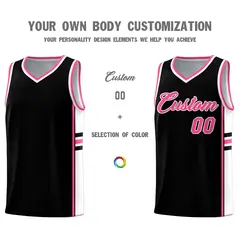 Black Pink Classic Color Block Uniform Basketball Jersey 3